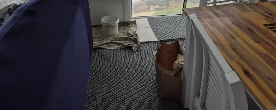 Water damage repair to walls and window frames, The Entrance North